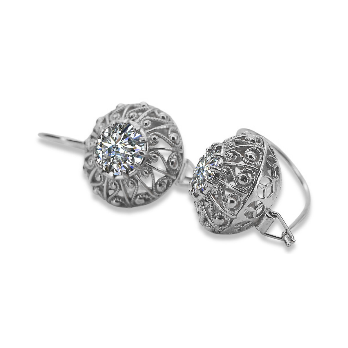 Boucles d'oreilles en argent sterling 925, Zircone vec002s