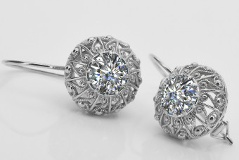 Pendientes de Plata de Ley 925, Circón Vintage. vec002s