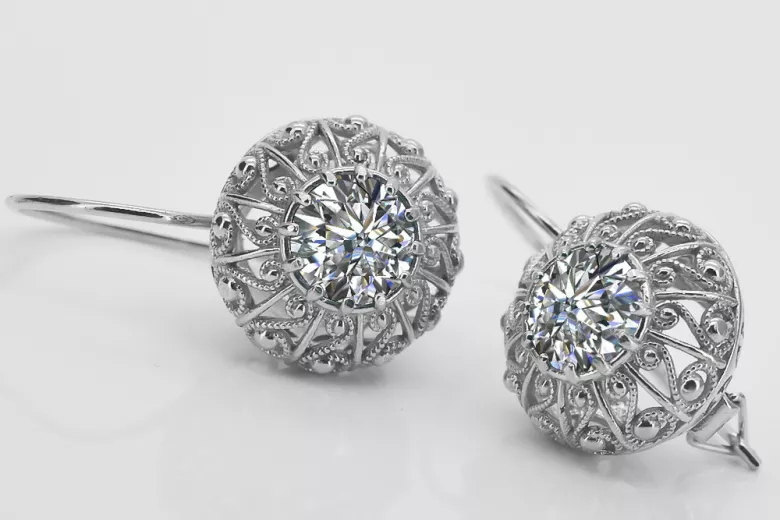 Boucles d'oreilles en argent sterling 925, Zircone vec002s