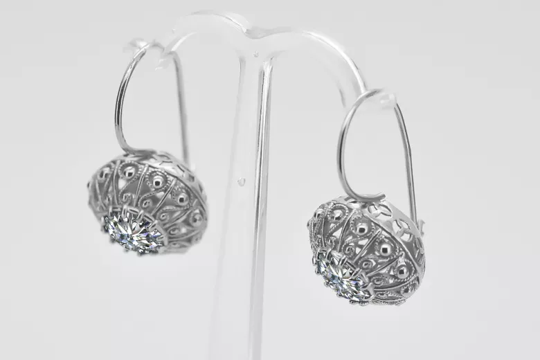 Boucles d'oreilles en argent sterling 925, Zircone vec002s