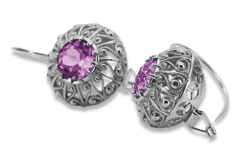 Boucles d'oreilles en argent sterling 925, Améthyste. vec002s