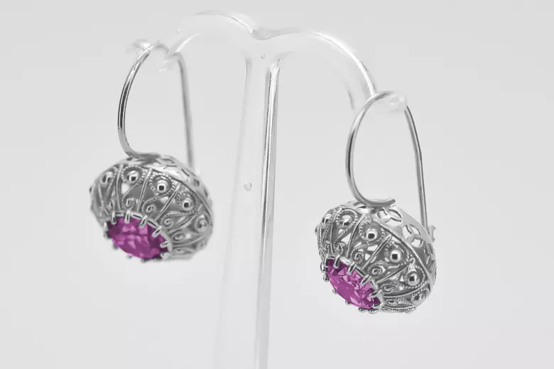 Boucles d'oreilles en argent sterling 925, Améthyste. vec002s