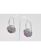 Sterling Silver 925 Amethyst Earrings - Russian Soviet Style vec002s