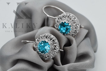 Boucles d'oreilles en argent sterling 925, Aigue-marine vec002s