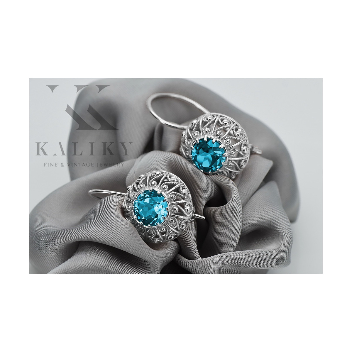 Boucles d'oreilles en argent sterling 925, Aigue-marine vec002s