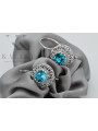 Sterling Silver 925 Aquamarine Earrings - Russian Soviet Style vec002s