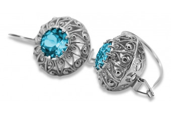 Boucles d'oreilles en argent sterling 925, Aigue-marine vec002s