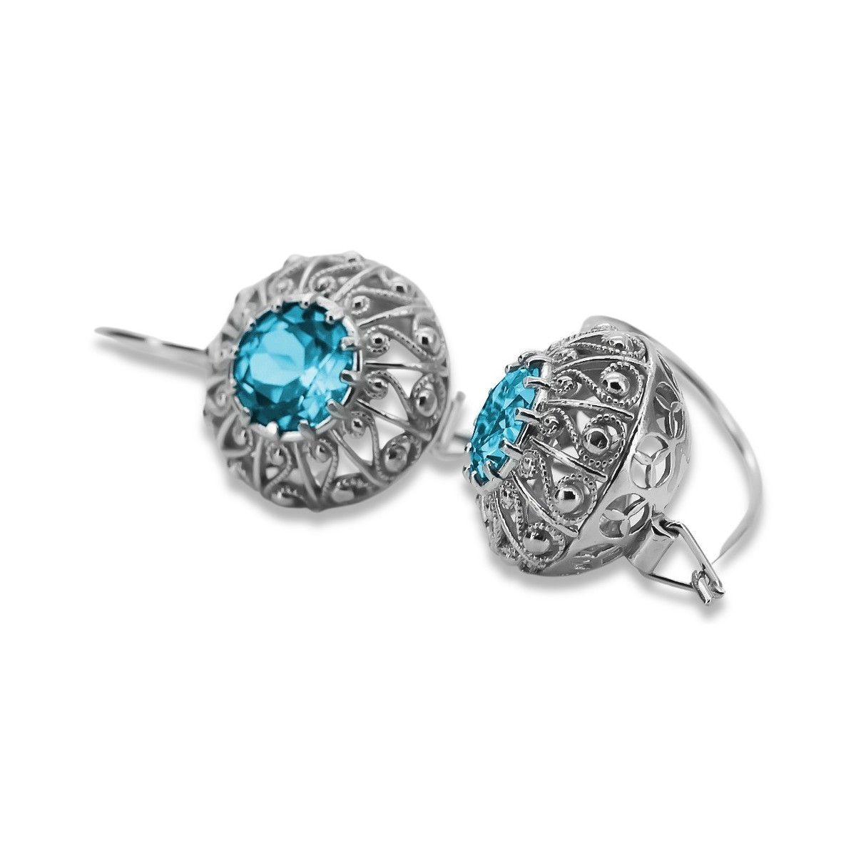 Boucles d'oreilles en argent sterling 925, Aigue-marine vec002s