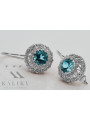 Sterling Silver 925 Aquamarine Earrings - Russian Soviet Style vec002s