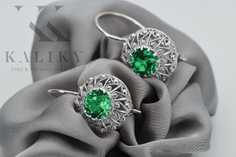 Boucles d'oreilles en argent sterling 925, Émeraude vec002s