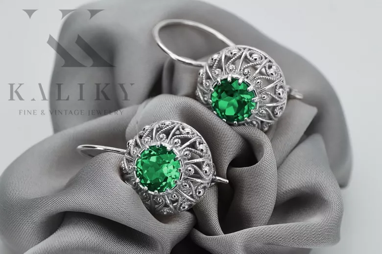 Sterling Silver 925 Emerald Drop Earrings vec002s