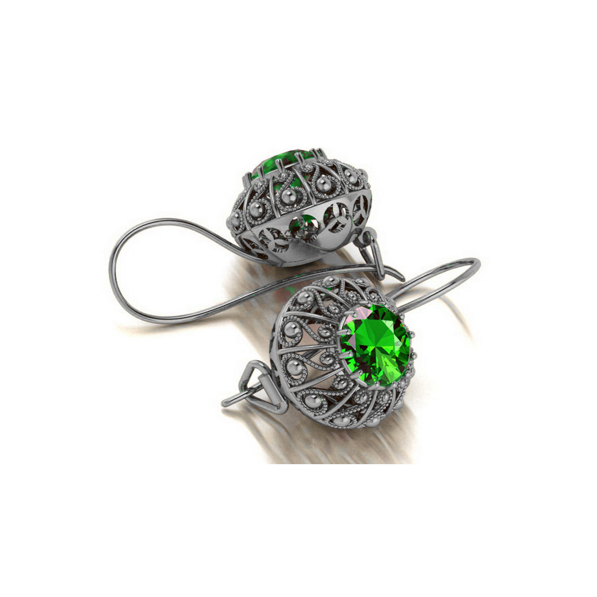 Boucles d'oreilles en argent sterling 925, Émeraude vec002s