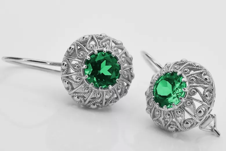 Pendientes de Plata 925 con Esmeralda. vec002s