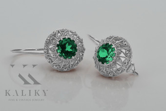 Boucles d'oreilles en argent sterling 925, Émeraude vec002s
