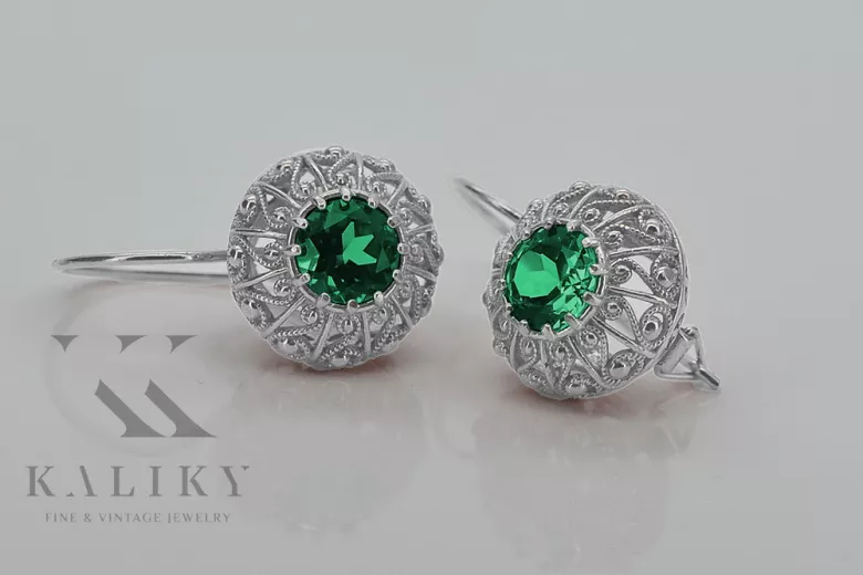 Sterling Silver 925 Emerald Drop Earrings vec002s