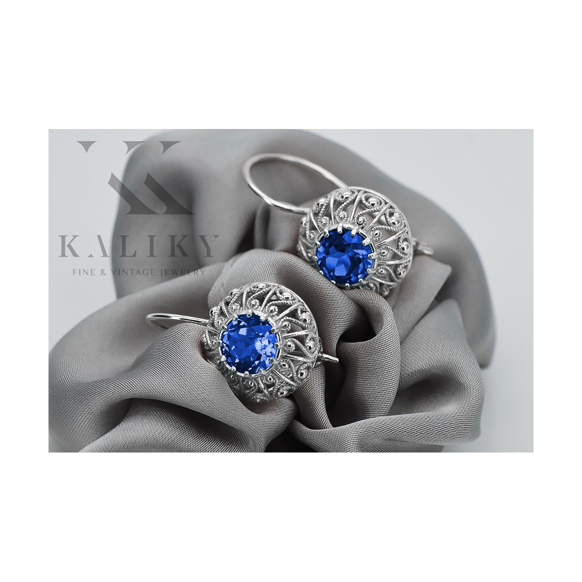 Sterling Silver 925 Sapphire Cluster Earrings vec002s