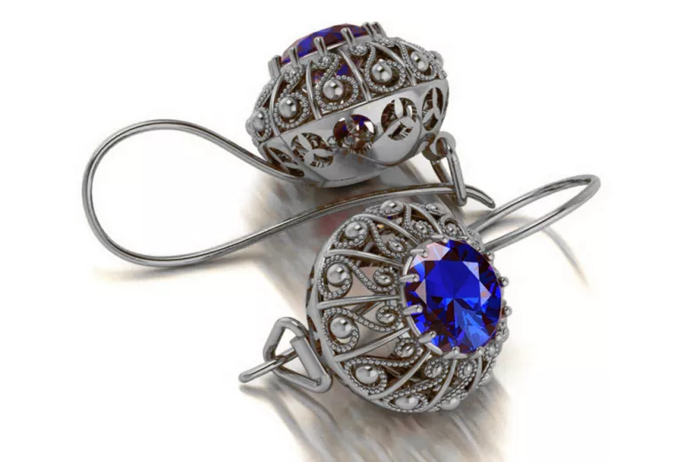 Boucles d'oreilles en argent sterling 925, Saphi vec002s