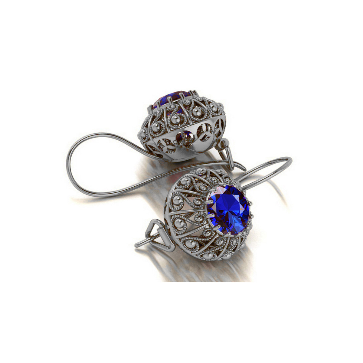 Sterling Silver 925 Sapphire Cluster Earrings vec002s