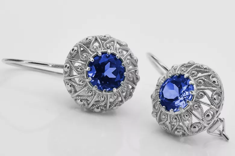 Sterling Silver 925 Sapphire Cluster Earrings vec002s