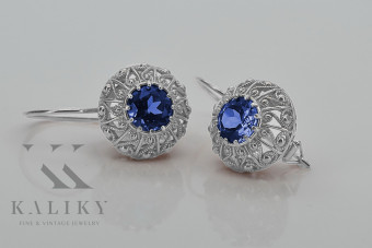 Sterling Silver 925 Sapphire Cluster Earrings vec002s
