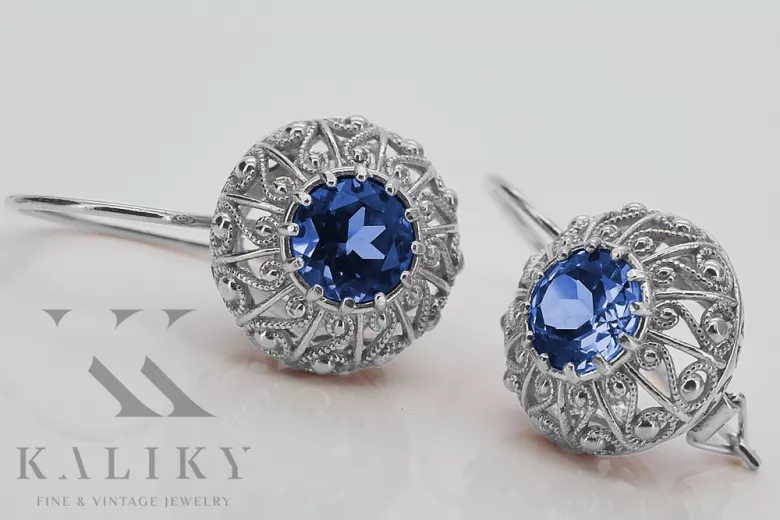 Sterling Silver 925 Sapphire Cluster Earrings vec002s