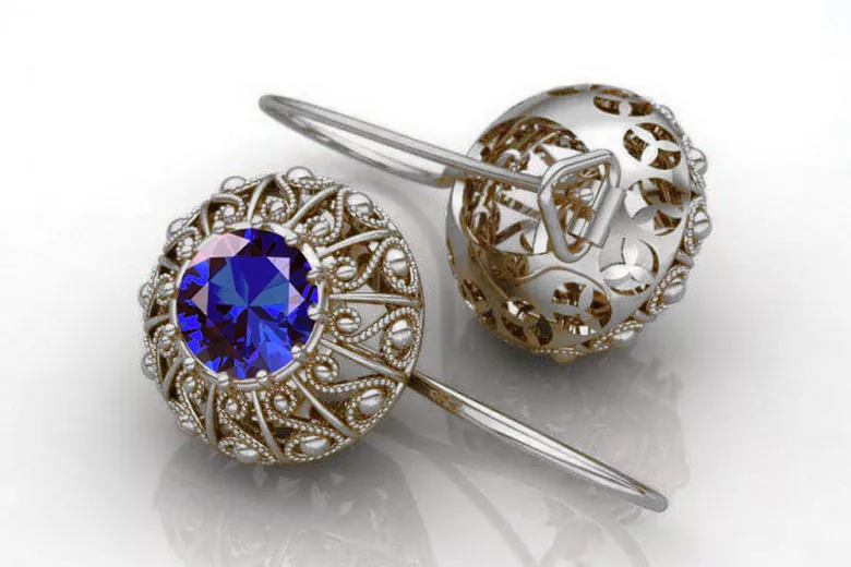 Boucles d'oreilles en argent sterling 925, Saphi vec002s