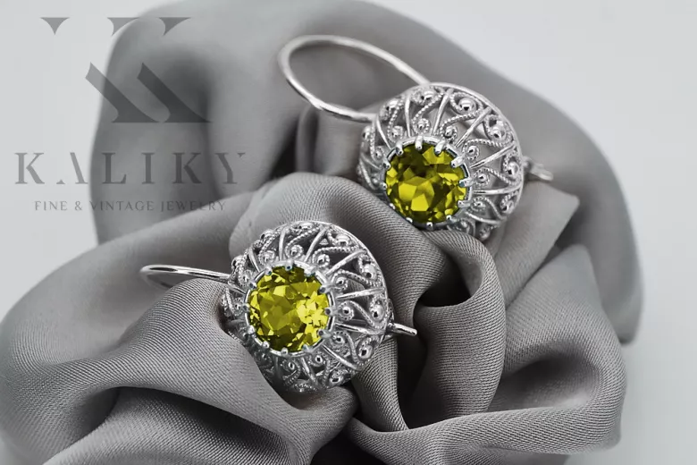 Pendientes de Plata 925 con Peridoto Amarillo vec002s