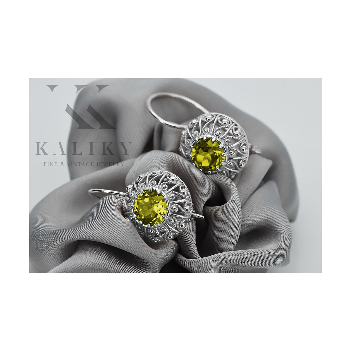 Pendientes de Plata 925 con Peridoto Amarillo vec002s