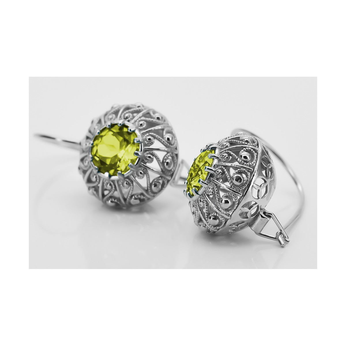 Sterling Silver 925, Yellow Peridot Drop Earrings vec002s