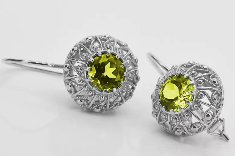 Sterling Silver 925, Yellow Peridot Drop Earrings vec002s