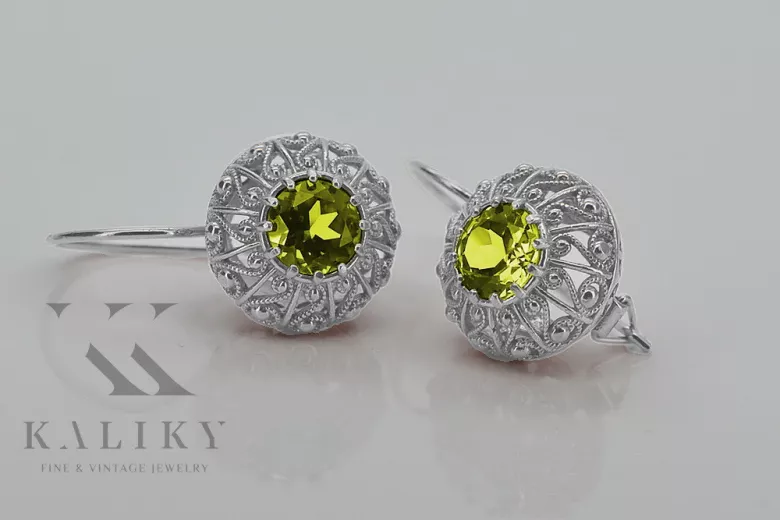 Sterling Silver 925, Yellow Peridot Drop Earrings vec002s