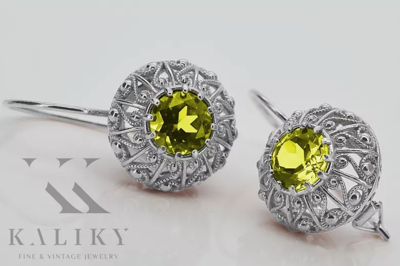 Sterling Silver 925, Yellow Peridot Drop Earrings vec002s