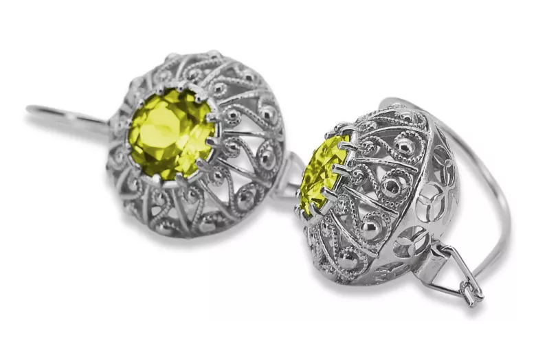 Sterling Silver 925, Yellow Peridot Drop Earrings vec002s