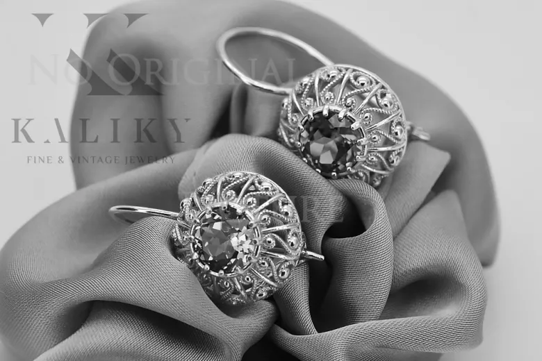 Boucles d'oreilles en argent sterling 925, Réglage Russe Soviétique vec002s