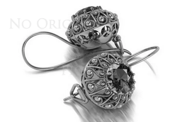 Boucles d'oreilles en argent sterling 925, Réglage Russe Soviétique vec002s