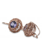 "Boucles d'oreilles en or rose 14 carats avec alexandrite, style vintage russe soviétique vec002" style vec002