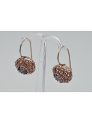 "Boucles d'oreilles en or rose 14 carats avec alexandrite, style vintage russe soviétique vec002" style vec002