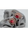 Boucles d'oreilles en rubis et or rose 14 carats vintage vec002 de l'ère soviétique russe style vec002