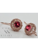 Original Vintage 14K Rose Gold Ruby Earrings Inspired by Russian Soviet Design vec002 vec002