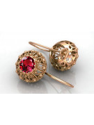 Original Vintage 14K Rose Gold Ruby Earrings Inspired by Russian Soviet Design vec002 vec002