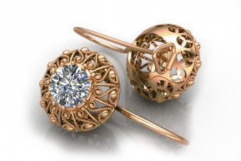 "Zirkon Vintage-Roségold 14k Ohrringe vec002 Russisch Sowjet" style vec002