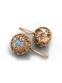 "Classic Zircon Encrusted 14K Rose Gold Earrings - Original Vintage Russian Soviet Vec002" style vec002