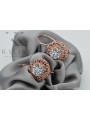 "Classic Zircon Encrusted 14K Rose Gold Earrings - Original Vintage Russian Soviet Vec002" style vec002