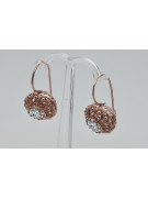 "Classic Zircon Encrusted 14K Rose Gold Earrings - Original Vintage Russian Soviet Vec002" style vec002