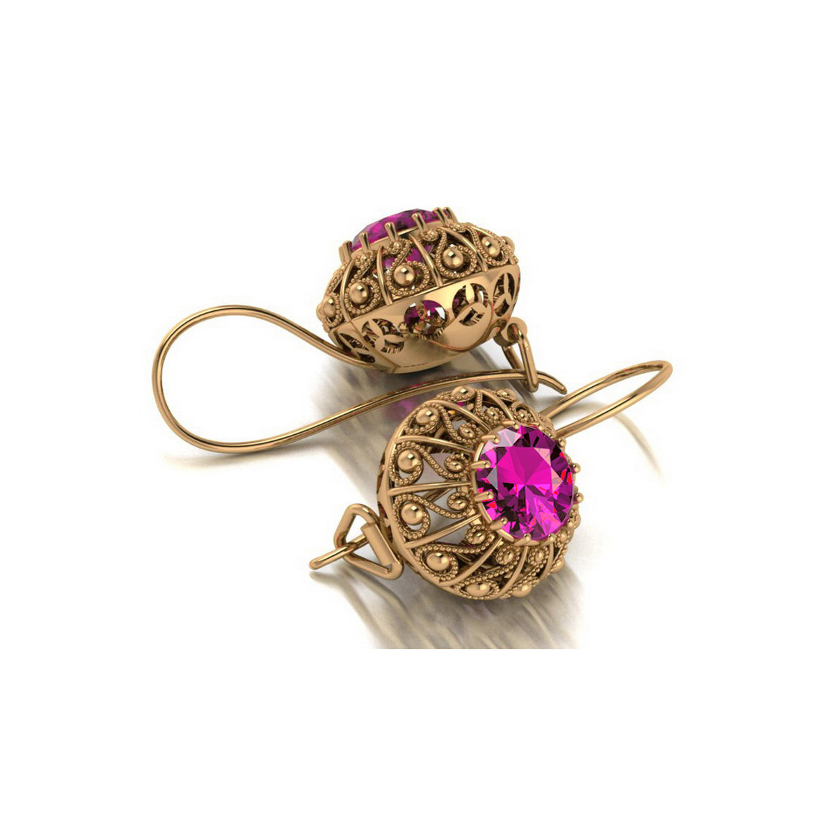 "Elegantes pendientes de amatista con oro rosa antiguo original de 14k vec002 estilo soviético ruso" style vec002