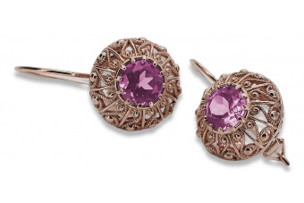 Original Vintage-Roségold 14k Amethyst Ohrringe im russisch-sowjetischen Stil vec002 vec002