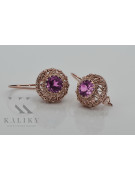 "Elegantes pendientes de amatista con oro rosa antiguo original de 14k vec002 estilo soviético ruso" style vec002