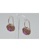 "Elegantes pendientes de amatista con oro rosa antiguo original de 14k vec002 estilo soviético ruso" style vec002