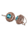 "Authentic Vintage Aquamarine Earrings in 14K Rose Gold vec002 Russian Soviet" style vec002