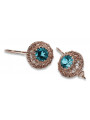 "Authentic Vintage Aquamarine Earrings in 14K Rose Gold vec002 Russian Soviet" style vec002